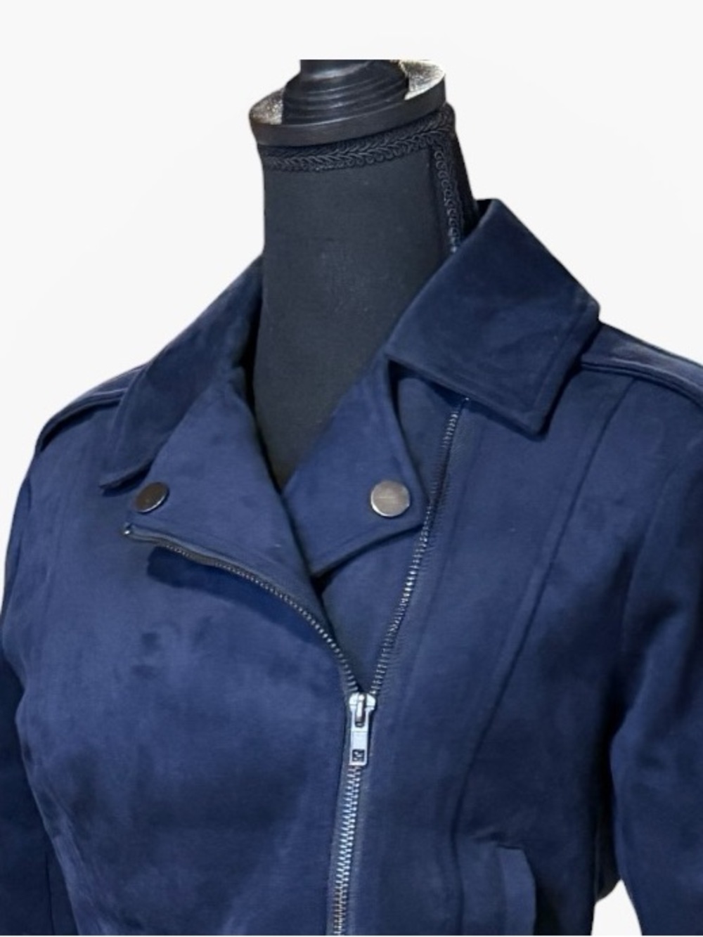 Steve Madden NWT "Not Your Baby" Faux Suede Moto Jacket - Midnight - Small - Picture 6 of 13